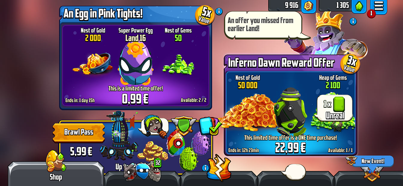 Badland Brawl shop interface and offer tiles