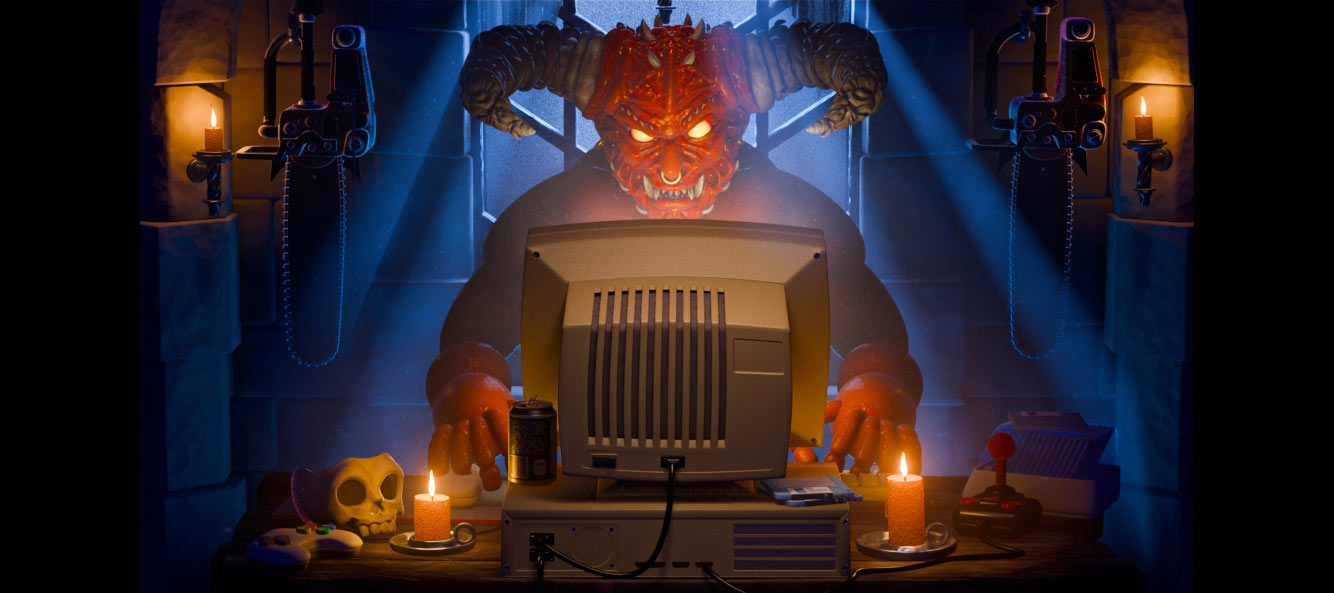 Lighting pass comparison for the demon illustration