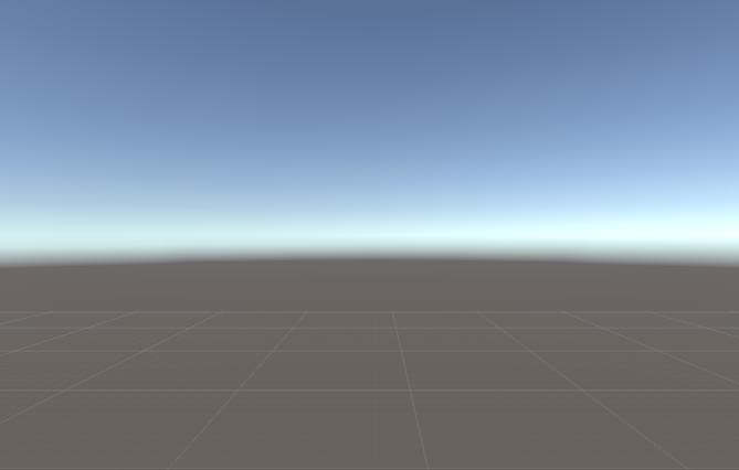 Before and after comparison from empty Unity scene to playable starter scene